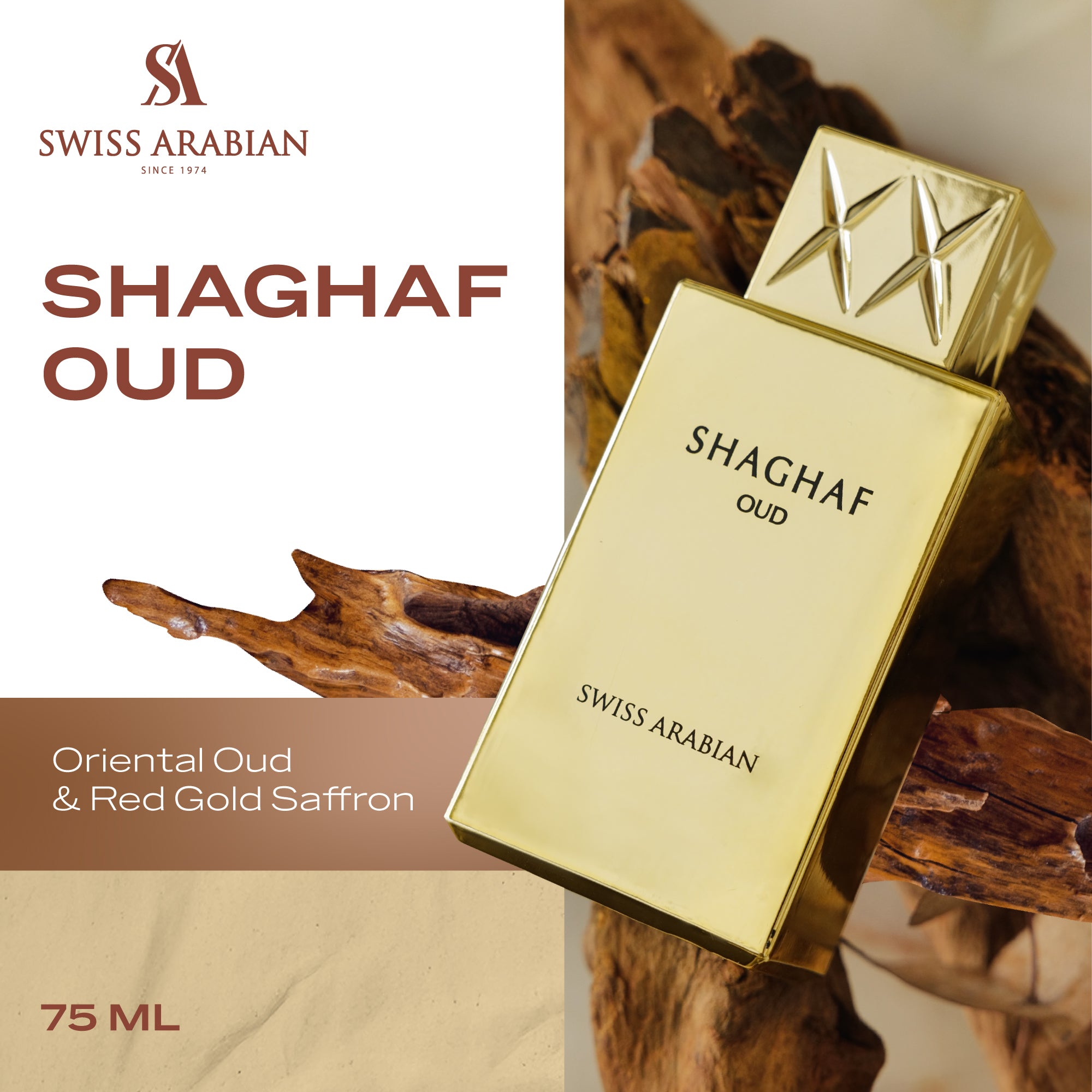 Shaghaf Oud 75ML Oriental Oud Fragrance with Saffron – Swiss